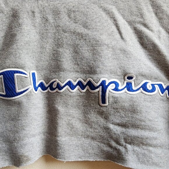 Champion Gray High Crop Long Sleeve Sweatshirt Size Large - Picture 9 of 14